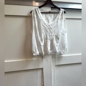 free people summer top cover up swim sheer embroidered